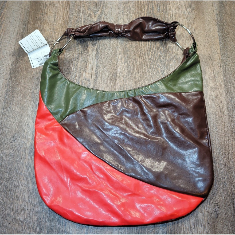 Y2K Baby Phat Colorblock Retro Boho-Chic Hobo Earth Tone Shoulder Hand Bag NWT
